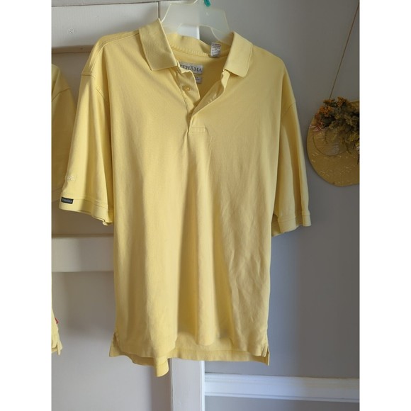 (2) Tehama IZOD Men's M Yellow Short Sleeve Polo Shirts - Picture 8 of 12